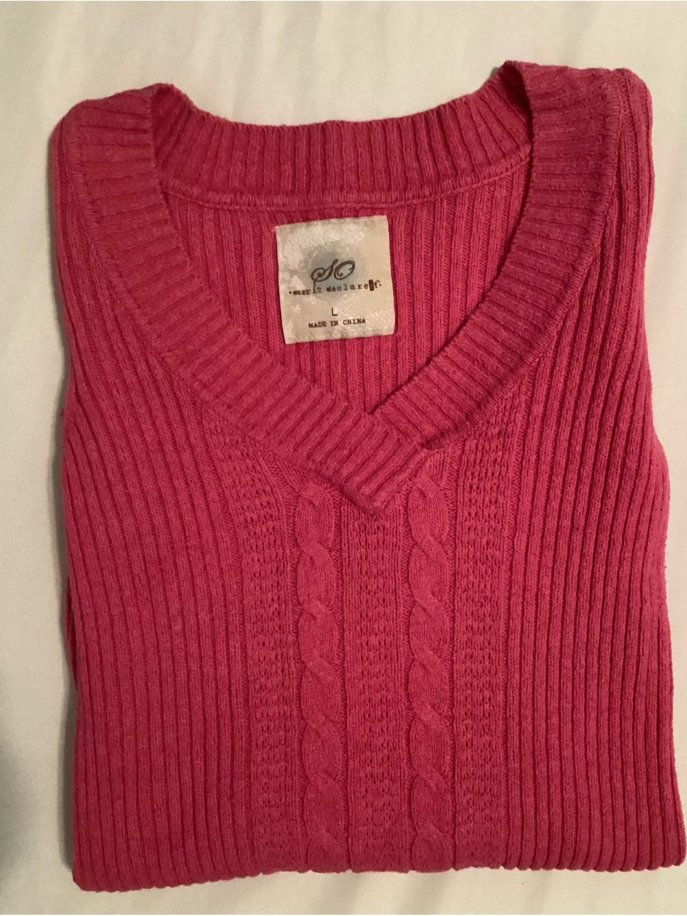 SO Wear It Declare It Ladies Pink Cable Knit Sweater Size L